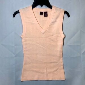 Merona Peach Ribbed V Neck Tank Top, Size Small